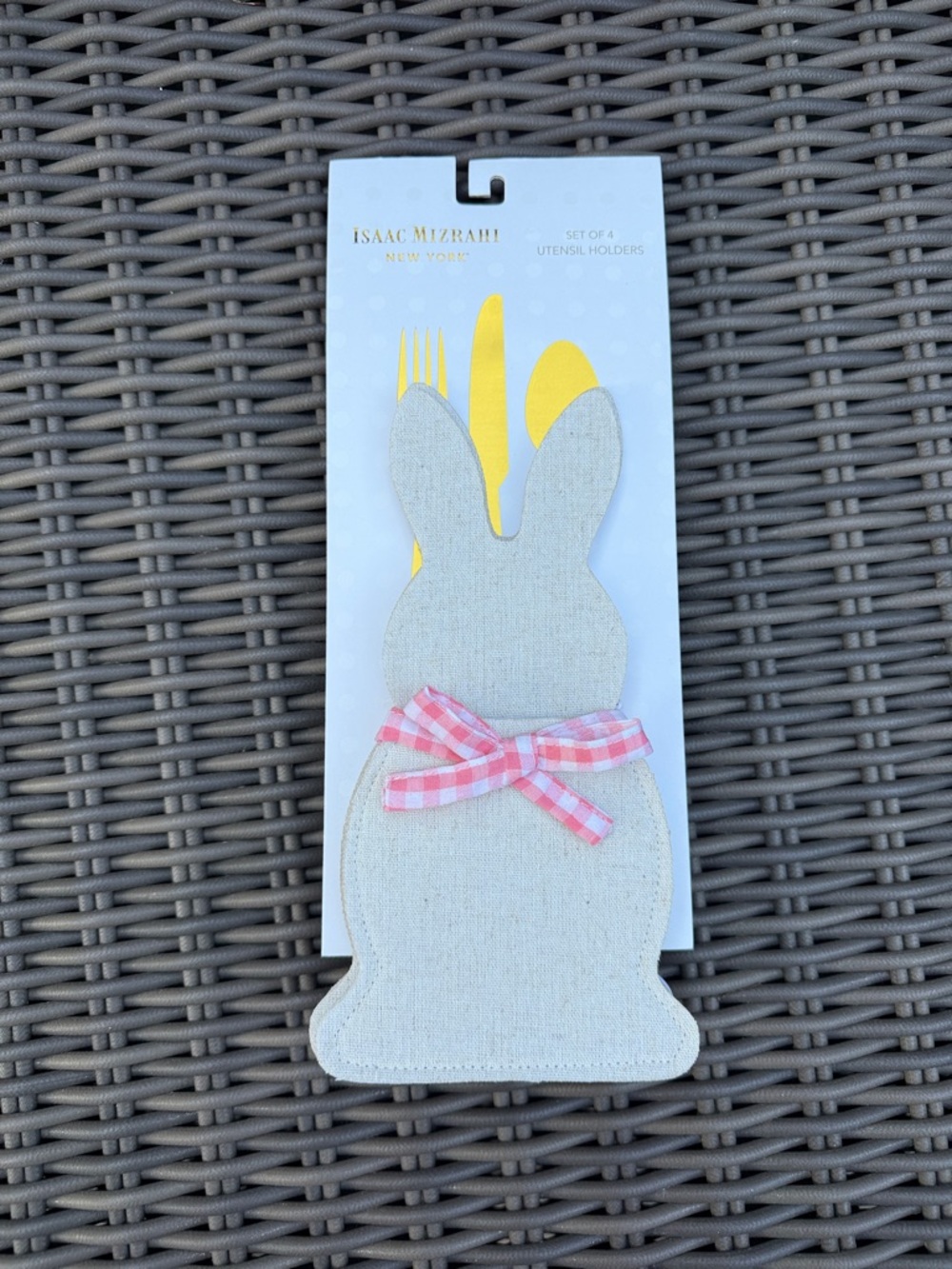 Isaac Mizrahi New York Neutral Linen Bunny Utensil Holders - NWT